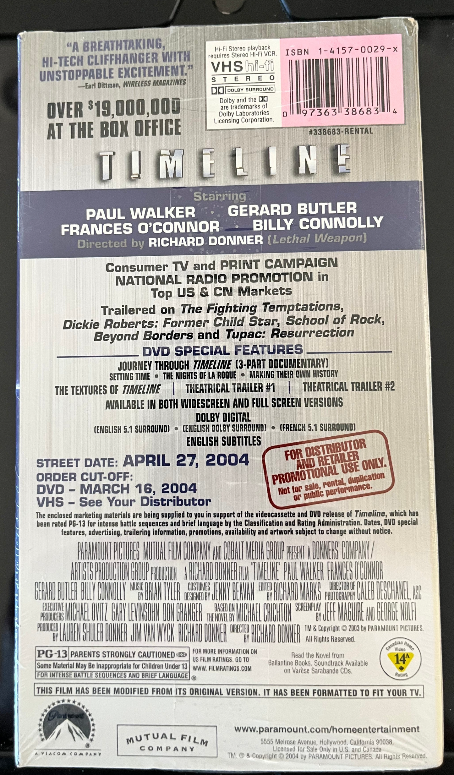 Timeline - RARE Promotional VHS Screener
