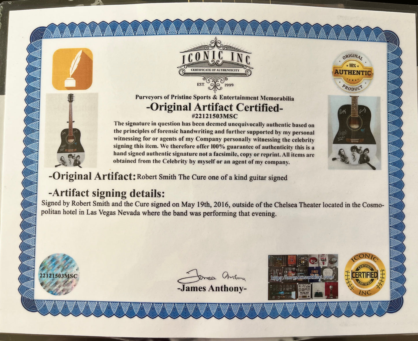The Cure - RARE Hand Signed Acoustic Guitar With Certification