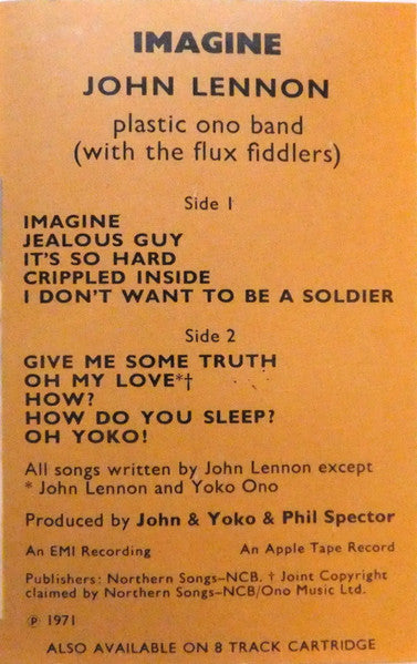 John Lennon - Imagine UK Import Cassette LP