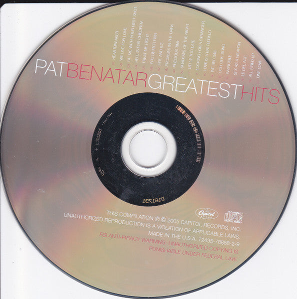 Pat Benetar - Greatest Hits U.S. CD LP BMG Record Club Issue