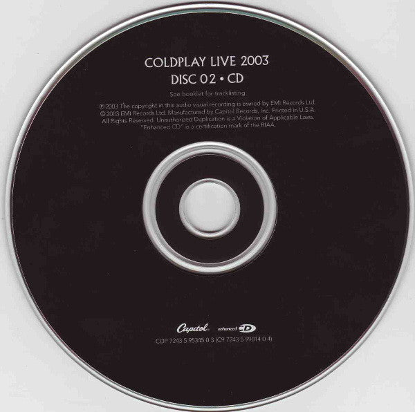 Coldplay - Live 2003 U.S. CD/DVD 2-Disc Set BMG Record Club Issue