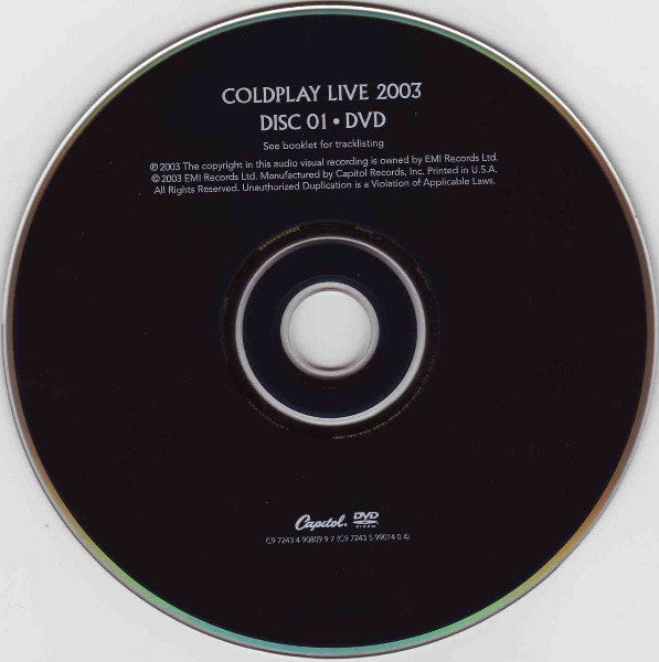 Coldplay - Live 2003 U.S. CD/DVD 2-Disc Set BMG Record Club Issue
