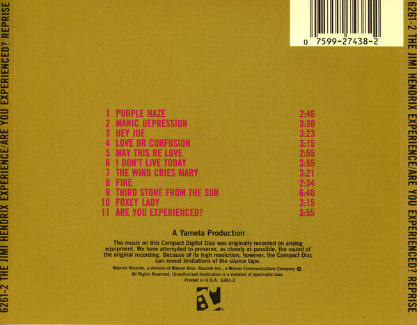 The Jimi Hendrix Experience - Are You Experienced U.S. CD LP