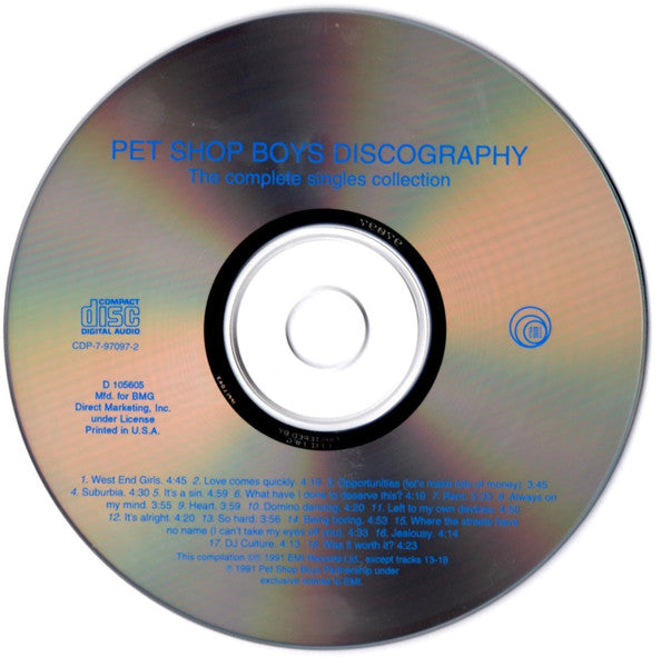 Pet Shop Boys - Discography U.S. CD LP BMG Record Club Issue