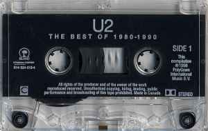 U2 - The Very Best Of 1980-1990 Canadian Import Cassette LP