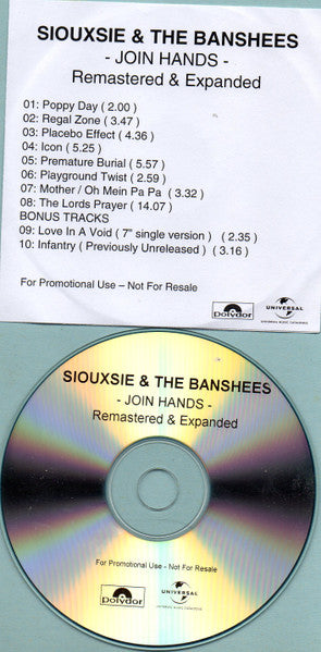 Siouxsie & The Banshees - Join Hands RARE U.K. Promotional Only CD LP