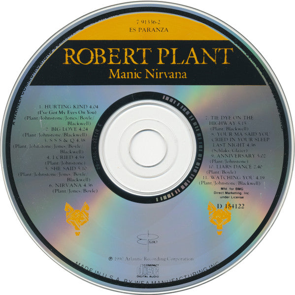 Robert Plant - Manic Nirvana U.S. CD LP BMG Record Club Issue
