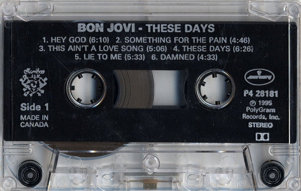 BON JOVI - These Days Canadian Import Cassette LP Club Edition