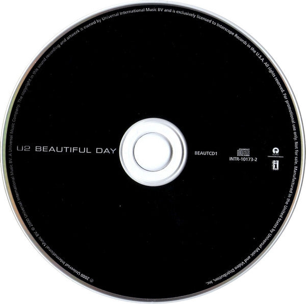 U2 - Beautiful Day U.S. 1-Track Promo Only CD Single