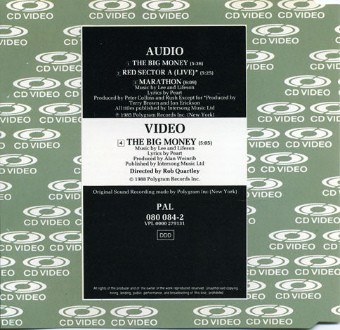 RUSH - The Big Money - Rare Import CD Video Single