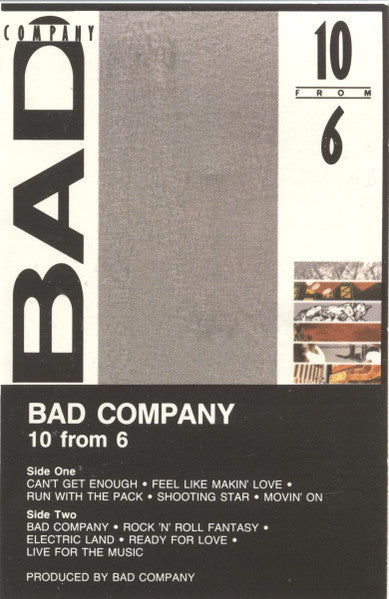 Bad Company - 10 From 6 U.S. Cassette LP