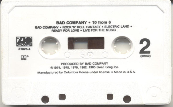 Bad Company - 10 From 6 U.S. Cassette LP