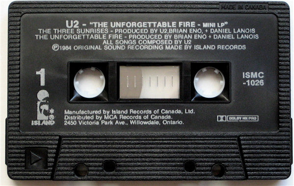 U2 - The Unforgettable Fire Canadian Import Cassette - Mini LP