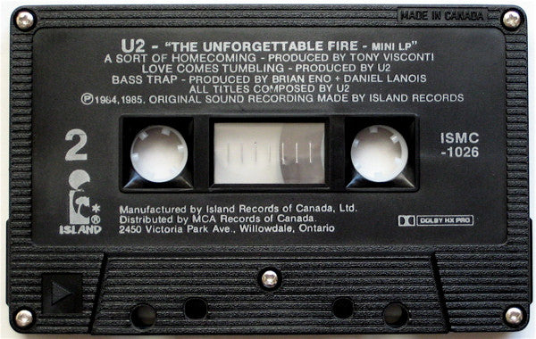 U2 - The Unforgettable Fire Canadian Import Cassette - Mini LP