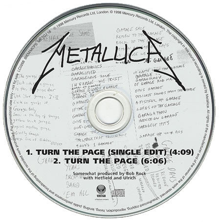Metallica - Turn The Page Rare U.K. 2-Track Promotional Only CD Single