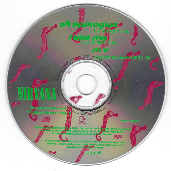 NIRVANA - All Apologies UK Import 3-Track CD Single