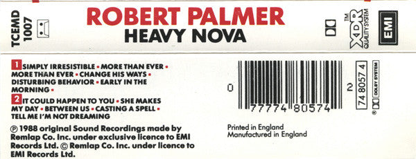 Robert Palmer - Heavy Nova - Autographed UK Cassette