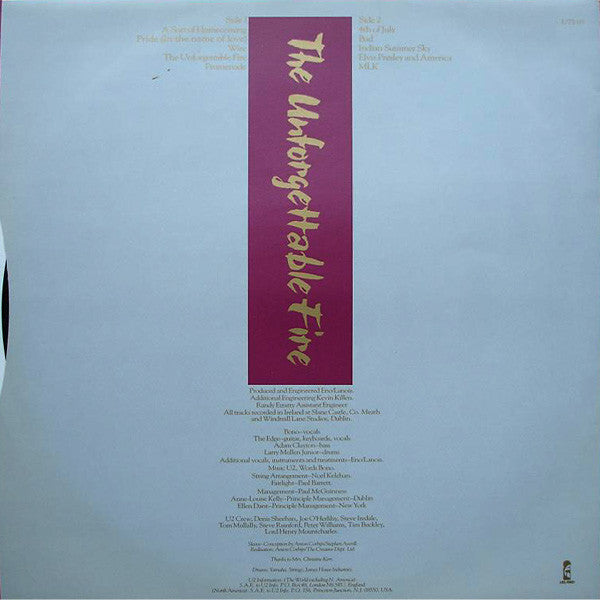 U2 - The Unforgettable Fire U.S. LP EXCELLENT Condition