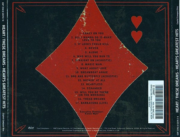Heart - Greatest Hits U.S. CD LP BMG Record Club Edition