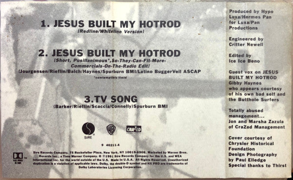 Ministry - Jesus Built My Hot Rod - U.S. ONLY 3-Track Cassette Single