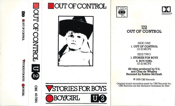 U2 - Out Of Control VERY Rare Ireland ONLY Cassette Single