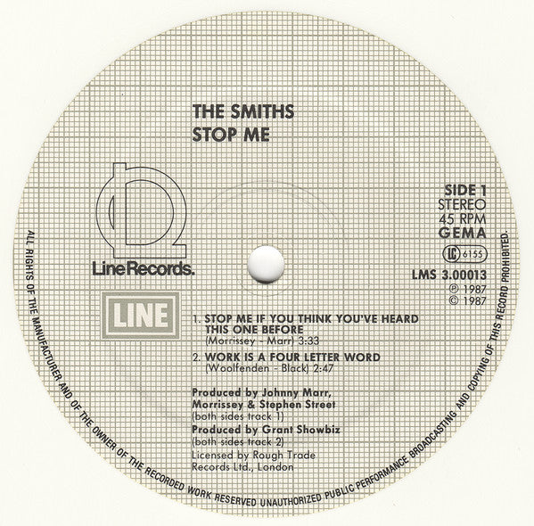 The Smiths - Stop Me - Rare White Vinyl German ONLY 12' Single