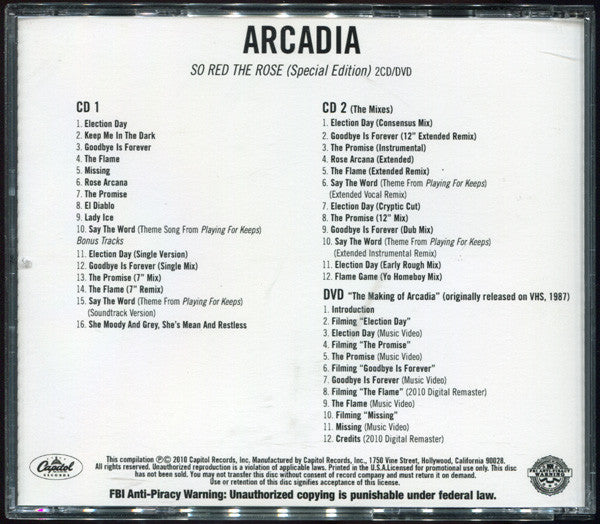 Arcadia / Duran Duran - So Red The Rose RARE Promotional 2xCDr + 1DVDr Remaster