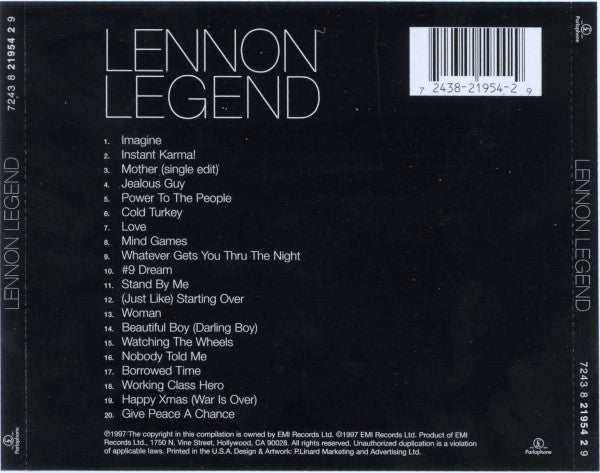 Lennon Legend - The Very Best Of John Lennon U.S. CD LP
