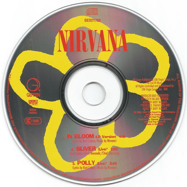 NIRVANA - In Bloom 3-Track Import CD Single / Germany