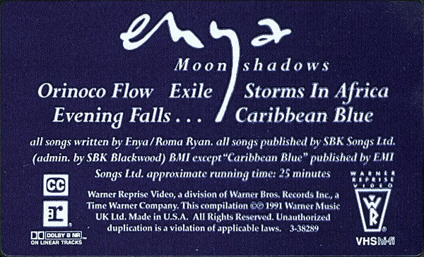 ENYA - Moonshadows - 5 Videos - U.S. VHS Still Factory Sealed