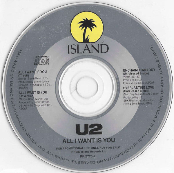 U2 - All I Want Is You Rare 4-Track U.S. Promo Only CD