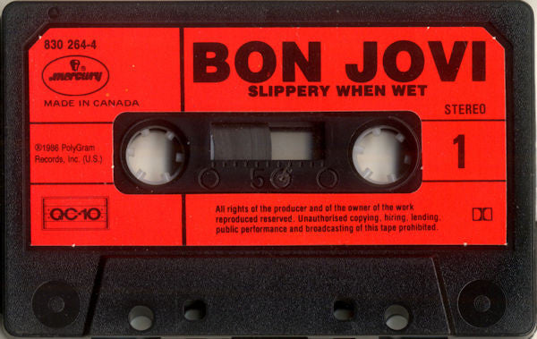 BON JOVI - Slippery When Wet Canadian Import Cassette LP