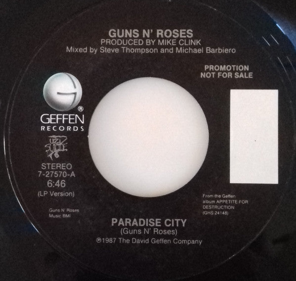 Guns-N-Roses - Paradise City - Rare U.S. Promotional 7" Single