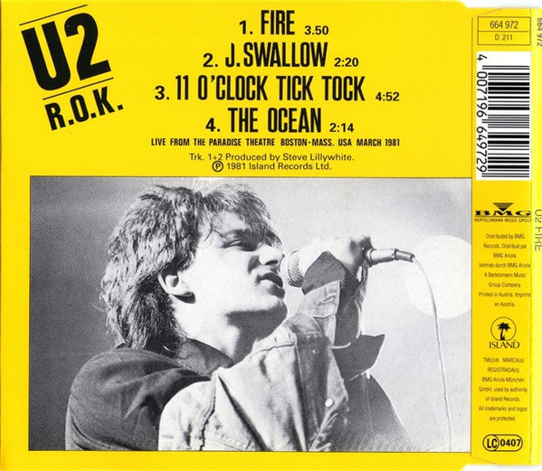 U2 - Fire +3 Austrian Import 4-Track CD EP