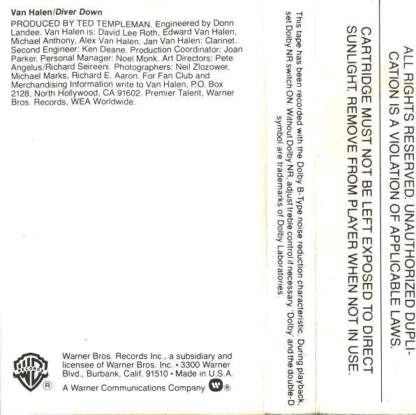 Van Halen - Diver Down U.S. Cassette LP