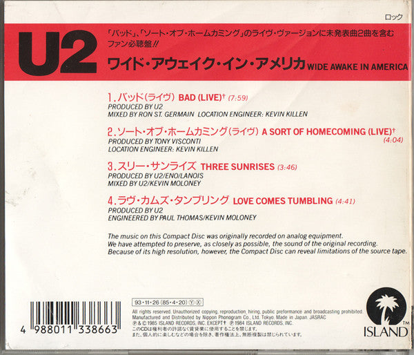 U2 - Wide Awake In America Japanese Import CD EP