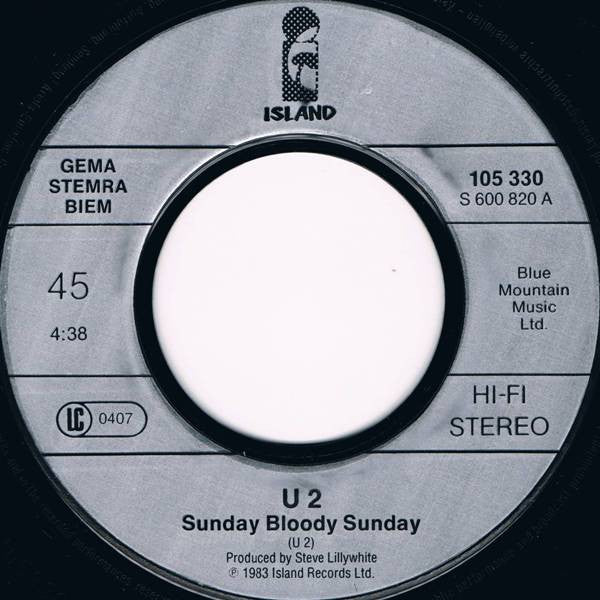 U2 - Sunday Bloody Sunday - German Import 7" Single