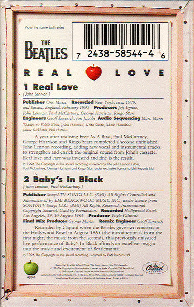 The Beatles - Real Love U.S. Cassette Single