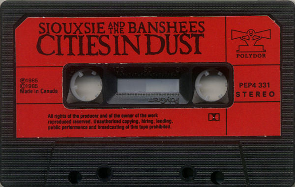 Siouxsie & The Banshees - Cities In Dust RARE Canadian ONLY Cassette Single