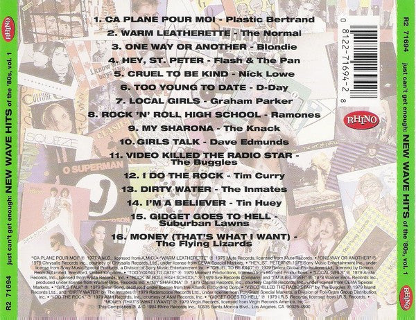 New Wave Hits Of The 80's Volume 1 U.S. 16-Track Compilation BMG Record Club
