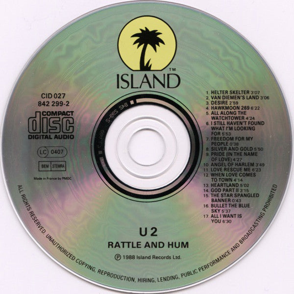 U2 - Rattle & Hum - Fully Signed French Import CD