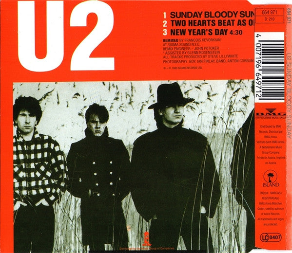 U2 - Sunday Bloody Sunday Austrian Import 3-Track CD Single