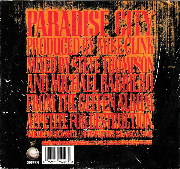Guns-N-Roses - Paradise City - Rare U.S. Promotional 7" Single
