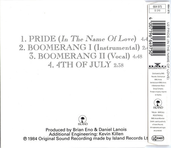 U2 Pride (In The Name Of Love) Austrian Import 4-Track CD Single EP