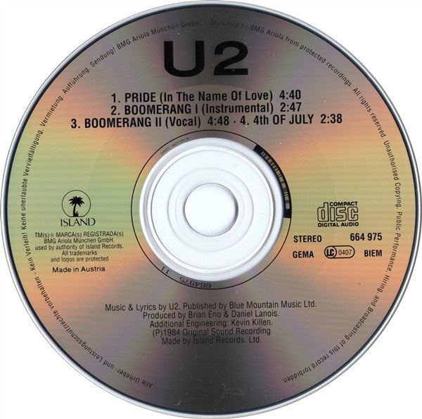 U2 Pride (In The Name Of Love) Austrian Import 4-Track CD Single EP