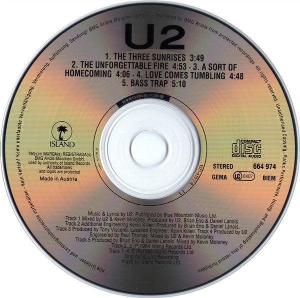 U2 - The Unforgettable Fire Austrian 5-Track Import CD Single