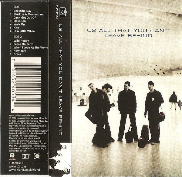 U2 - All That You Can't Leave Behind Canadian Cassette LP