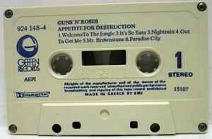 Guns-N-Roses - Appetite For Destruction - Rare Greek Import Cassette LP