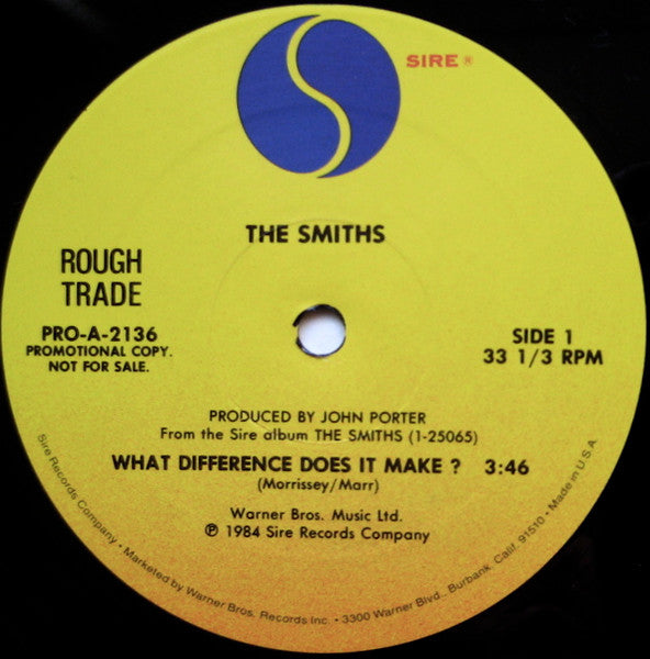 The Smiths - What Difference + 2 - RARE Promotion ONLY Debut Album Sampler 12"