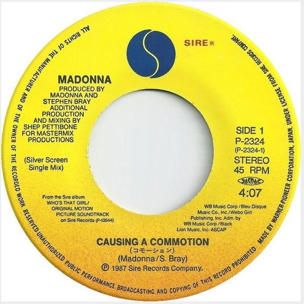 Madonna - Causing A Commotion Japanese Import 7 " Single
